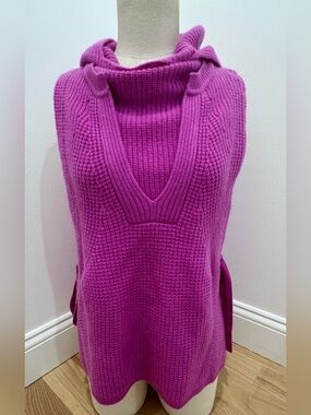 Maeve Anthropologie Cashmere pink sleeveless sweater hoodie side tied XS NWT
